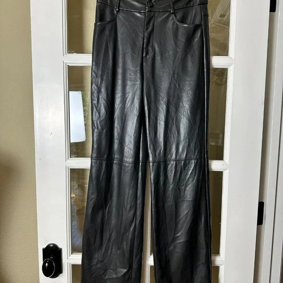 SHEIN Faux Leather Stretch Straight Leg Pants Trousers - Petite Small - Picture 2 of 8